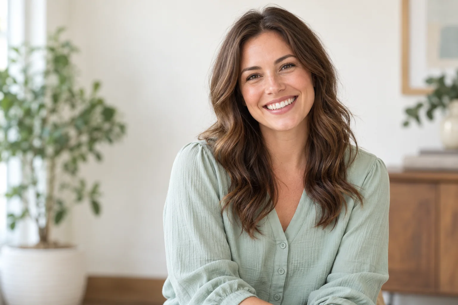 Smiling woman outdoors
